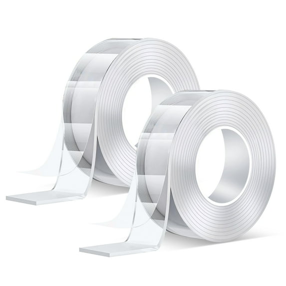 BangShou 2 Roll Double Sided Tape Heavy Duty, 20FT Nano Tape Strong Mounting Clear Tape, Anti Slip Waterproof Rug Tape