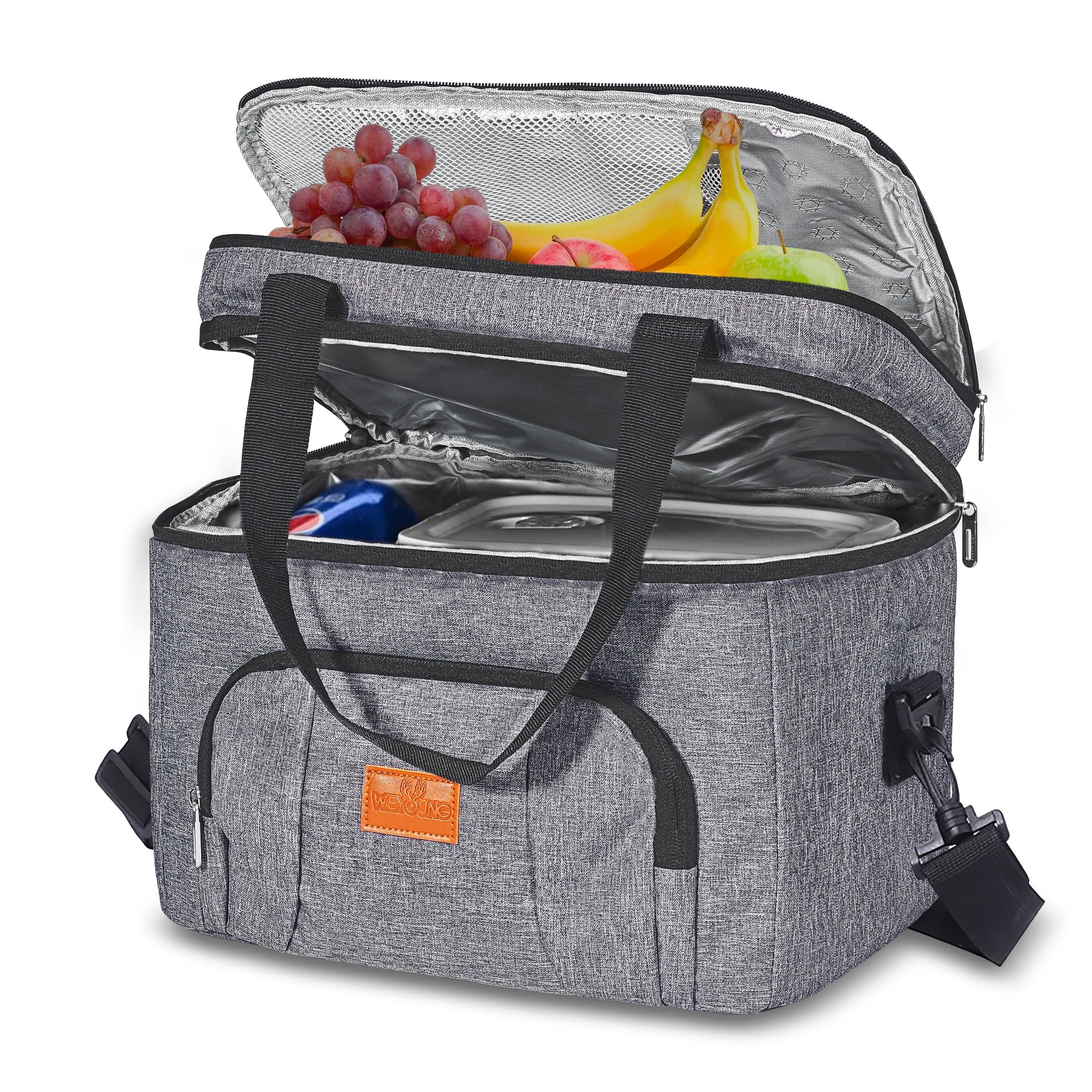BangShou Insulated Cooler Bag Large Lunch Box, 24L Soft Sided Lunchbag
