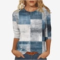 thumbnail image 1 of BangWanChi 3/4 Length Sleeve Womens Tops Plus Size Women's Fashion Printed Loose T-Shirt 3/4 Sleeves Blouse Round Neck Casual Tops, 1 of 5