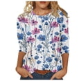 thumbnail image 1 of BangWanChi 3/4 Length Sleeve Womens Tops Women 3/4Sleeves Casual Shirts Pullover Loose Tunic Tops Print Blouse, 1 of 5