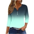 thumbnail image 1 of BangWanChi 3/4 Length Sleeve Womens Tops Women's Fashion Casual Printing T-shirt 3/4 Sleeves Buttons Blouse V-Neck Casual Tops, 1 of 5
