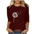 thumbnail image 1 of BangWanChi 3/4 Length Sleeve Womens Tops Women's Fashion Printed T-shirt 3/4 Sleeves Blouse Round Neck Casual Tops, 1 of 3
