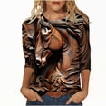 thumbnail image 1 of BangWanChi 3/4 Length Sleeve Womens Tops Women's Fashion Tees Casual Crewneck 3/4 Sleeve Loose T Shirt Ladies Tops Blouses Shirts, 1 of 5