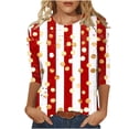 thumbnail image 1 of BangWanChi 3/4 Length Sleeve Womens Tops Women's Valentine's Day Fashion Printed T-shirt 3/4 Sleeves Blouse Round Neck Casual Tops, 1 of 5