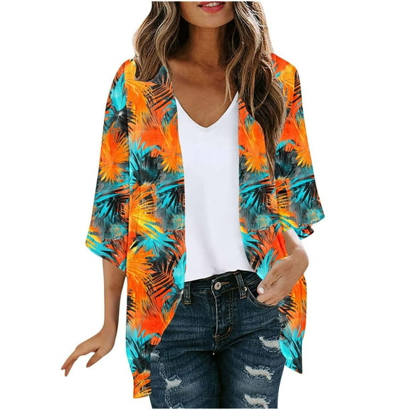 BangWanChi Autumn Cardigans for Women Women's Vintage Printed Coat Printed Casual Cardigan