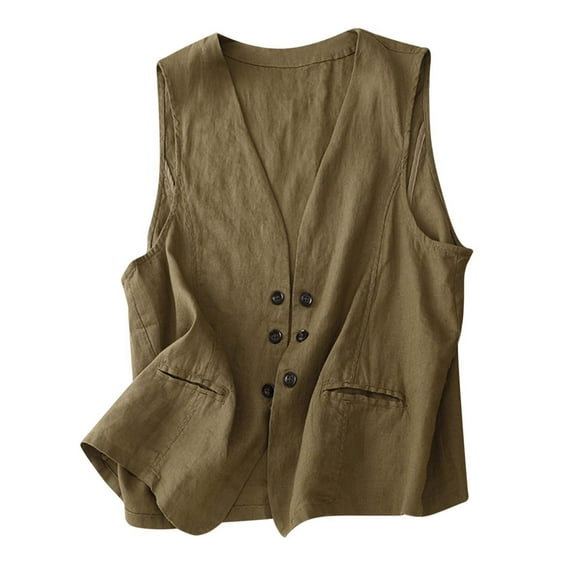 BangWanChi Bathing Suit Cover up for Women Women's Denim Cotton Linen Waistcoat Trend Casual Denim Sleeveless Cardigan
