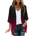 thumbnail image 1 of BangWanChi Beach Cover ups for Women 2024 Women's Long Sleeve Printing Casual Tops Blouse With Pocket Cardigan, 1 of 1
