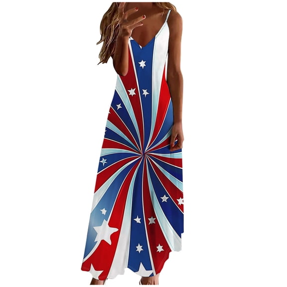 BangWanChi Beach Dresses for Women 2024 Vacation Summer Dresses for Women Print Sleeveless Round Neck Dress Casual Dresses