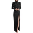 thumbnail image 1 of BangWanChi Black Dresses for Women Fashion Women Spring Sexy Casual Round-Neck Solid Split Long Dress, 1 of 6