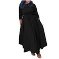 thumbnail image 1 of BangWanChi Black Dresses for Women Women's Spring and Fall New Fashion Style Lace Up Long Sleeve Large Size Long Dress, 1 of 4