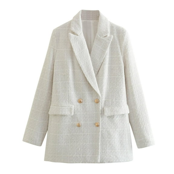 BangWanChi Black Sweatshirt Blazer for Women Fashion Women Turn Down Collar Long Sleeve Casual Coat Small Suit Cardigan Jacket