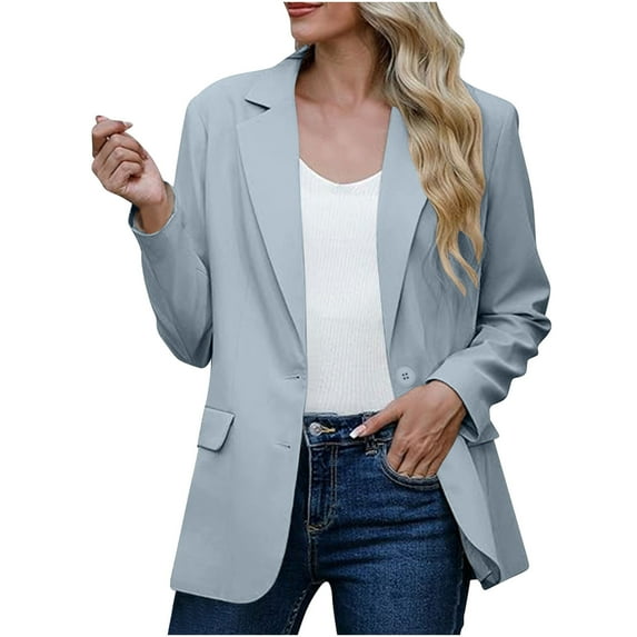 BangWanChi Blazer for Women Dressy Casual Womens Bussiness Casual Blazers Open Front Long Sleeve Work Office Blazer Jacket With Shoulder Pads Fall Fashion 2024