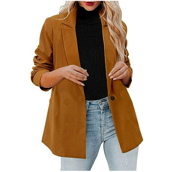 BangWanChi Blazer for Women Dressy Women's Casual Lightweight Blazer Open Front Lapel Long Sleeve Jacket Suits Work Office Jackets Blazer For Daily/Work