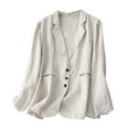 thumbnail image 1 of BangWanChi Blazer for Women Trendy Women's Spring Summer Linen Casual Long Sleeve Trun Down Collar Blouse Loose Tops, 1 of 5