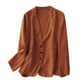 thumbnail image 1 of BangWanChi Blazer for Women Trendy Women's Spring Summer Linen Casual Long Sleeve Trun Down Collar Blouse Loose Tops, 1 of 5