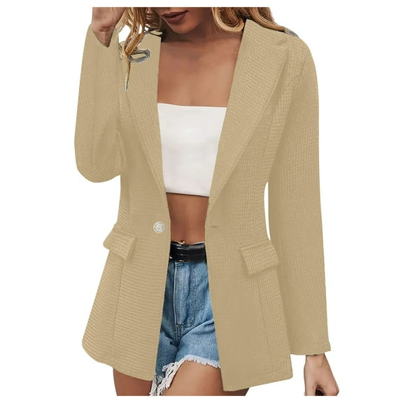BangWanChi Blazers for Women Business Women's Casual Lightweight Blazer Open Front Lapel Long Sleeve Jacket Suits Work Office Jackets Blazer For Daily/Work