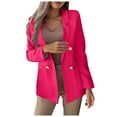 thumbnail image 1 of BangWanChi Blazers for Women Business Casual Women's Summer Fashion Solid Color Slim Long Sleeve Double Breasted Suit Small Jacket, 1 of 5