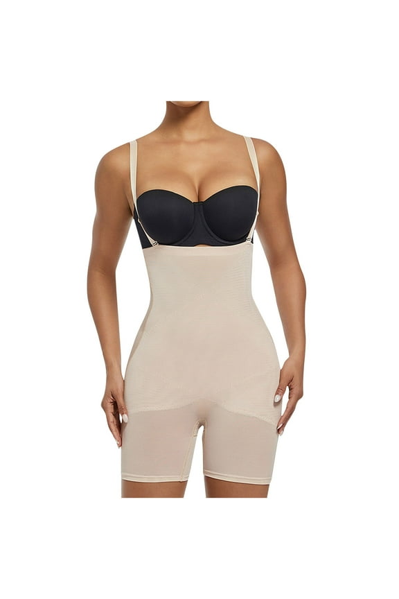 Butt Lifting Shapewear Women's Large Body Shaping Pants Zipper Open Crotch High Waist Hip Jumpsuit Pants