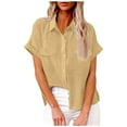 thumbnail image 1 of BangWanChi Button down Shirts for Women Cotton Women's Tops Fashion Solid Button Shirt Female Lapel Loose T-shirt Blouse, 1 of 6