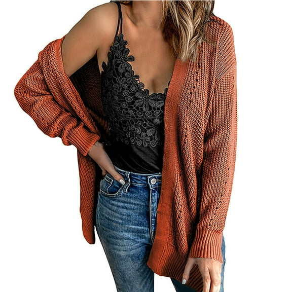 BangWanChi Cardigan Sweaters for Women Oversized Women's And Winter Solid Color Super Soft Versatile Cardigan Lazy Style V-neck Cardigan Top