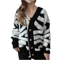 thumbnail image 1 of BangWanChi Cardigan Sweaters for Women Trendy Women's Contrasting Button Long Sleeved Knitted Cardigan Jacket, 1 of 5