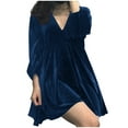 thumbnail image 1 of BangWanChi Casual Dresses for Women Dresses for Women Sexy Dresses for Women Fashion Women Casual Dress V-Neck Long Sleeve Canary Velvet Dress Long Waist Dress, 1 of 6