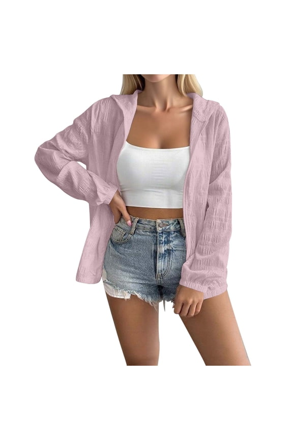 Comfy Lightweight Hoodies for Women Casual Hooded Slim Zipper Fleece Sweater Coat