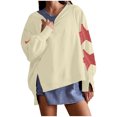 thumbnail image 1 of BangWanChi Crewneck Sweatshirts Women Graphic Fashion Women's Fall Star Long Sleeved Side Slit Pullover Sweatshirt Round Neck Loose Tops, 1 of 5