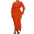 thumbnail image 1 of BangWanChi Dresses for Women Sexy Dresses for Women Casual Dresses for Women Women Versatile Fashion Short Sleeved Waist Retraction Solid Split Suit Collar Wrapped Hip Split Belt Dress, 1 of 6
