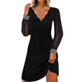 thumbnail image 1 of BangWanChi Fall Dresses for Women 2024 Work Fashion Women Summer Casual V-Neck Solid Color Short Sleeve Dress, 1 of 5