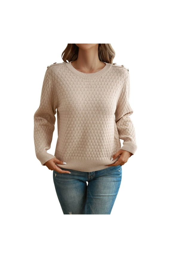 Fall Sweaters For Women Boho Women's European And Style Knitted Pullover Top Loose V-neck Casual Versatile Knit Sweater