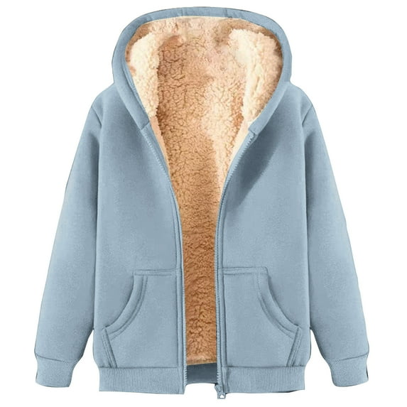 BangWanChi Fleece Jacket Women with Hoodie Men's Loose Long Sleeve Hooded Solidcolor Sweatshirt With Drop Shoulder Sleeves
