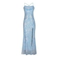thumbnail image 1 of BangWanChi Homecoming Dresses 2026 Summer New Women's European And Sexy Fashion Glitter Floor Elegant Split Banquet Evening Dress Sleeveless One Shoulder And Ankle Dress, 1 of 4