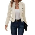 thumbnail image 1 of BangWanChi Hoodless Casual Jacket for Women Women's Fashion Solid Color Double Breasted Suede Jacket With Decorative Pockets, 1 of 5