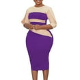thumbnail image 1 of BangWanChi Long Dresses for Women Red White and Blue Dress for Women Long Dresses for Women Women Long Sleeved Commuting To Work Versatile 5/4 Sleeved Color Matching Buttock Wrap Dress, 1 of 6