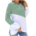 thumbnail image 1 of BangWanChi Long SLeeve Shirts for Women Women's Casual Striped Long-Sleeved Crew-Neck Tops, 1 of 5