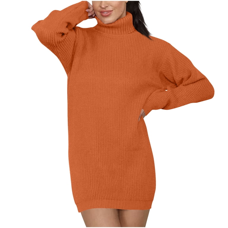 BangWanChi Long Sleeve Dresses for Women Fall Women Solid Color Lapel Loose  Knit Long Sleeved Plus Size Senior Woolen Dress - Walmart.com