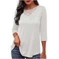 thumbnail image 1 of BangWanChi Long Sleeve Shirts for Women Fashion Women Long Sleeve Comfortable Breathable Round--Neck Shirt Tops, 1 of 5