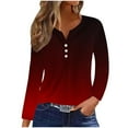 thumbnail image 1 of BangWanChi Long Sleeve Shirts for Women Women's Casual Gradient Long Sleeve V-Neck Tops, 1 of 5