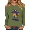 thumbnail image 1 of BangWanChi Long Sleeve Shirts for Women Women's Retro Fashion Classic Print Long Sleeved Round Neck Tops/shirt, 1 of 4
