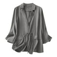 thumbnail image 1 of BangWanChi Long Sleeve Shirts for Women Women's Spring Summer Linen Casual Long Sleeve Trun Down Collar Blouse Loose Tops, 1 of 8