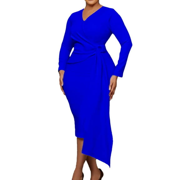 BangWanChi Maxi Dresses for Women Summer Dresses for Women 2024 Formal Dresses for Women Women Versatile Fashion Short Sleeved Waist Retraction Solid Split Suit Collar Wrapped Hip Split Belt Dress