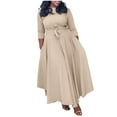 thumbnail image 1 of BangWanChi Maxi Dresses for Women Women'S Casual Dresses Wedding Guest Dresses for Women Women's Spring and Fall New Fashion Style Lace Up Long Sleeve Large Size Long Dress, 1 of 4