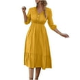 thumbnail image 1 of BangWanChi Maxi Dresses for Women Work Dresses for Women Beach Dresses for Women Vacation Women's New Fashion Irregular Collar Button Long Sleeve Dresses, 1 of 8