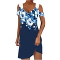 thumbnail image 1 of BangWanChi Maxi Dresses for Women 2026 Women's Fashion V-neck Loose Solid Short Sleeve Strapless Mini Dress, 1 of 1