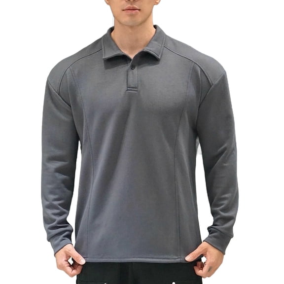 BangWanChi Men's Casual Solid Color Flap Button Shirts Long Sleeve Pullovers Lapel Top