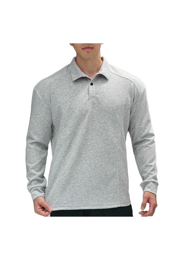 Men's Casual Solid Color Flap Button Shirts Long Sleeve Pullovers Lapel Top