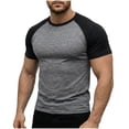 thumbnail image 1 of BangWanChi Men's Color Block Raglan T-Shirts Men's Short Sleeve Round Neck Casual Sports Elastic Breathable T-Shirt, 1 of 6