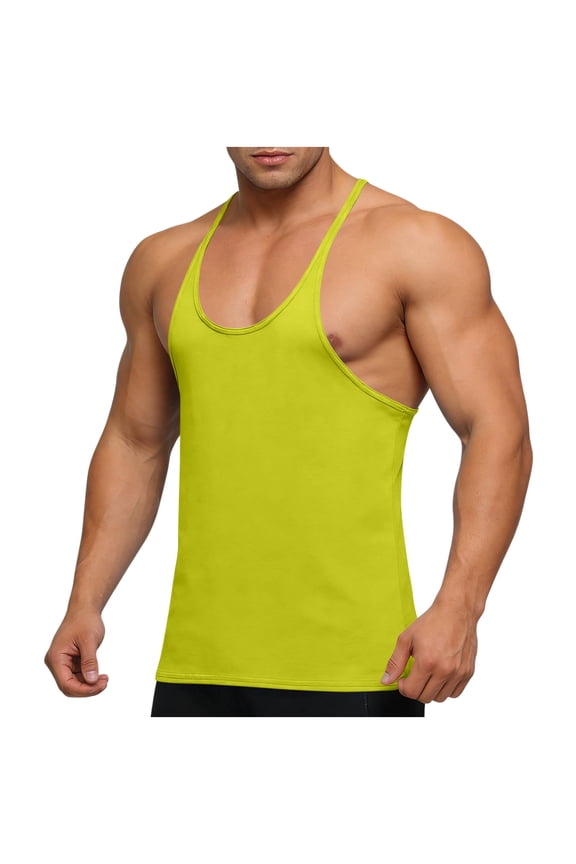 Men's Stringer Muscle Tank Exercise Top Moisture-Wicking Quick-Dry Sleeveless Shirt for Workout Running Fitness