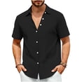 thumbnail image 1 of BangWanChi Men's Summer Hawaiian Casual Comfortable Shirts Top Solid Color Short Sleeve No Pocket Beach Tops, 1 of 5